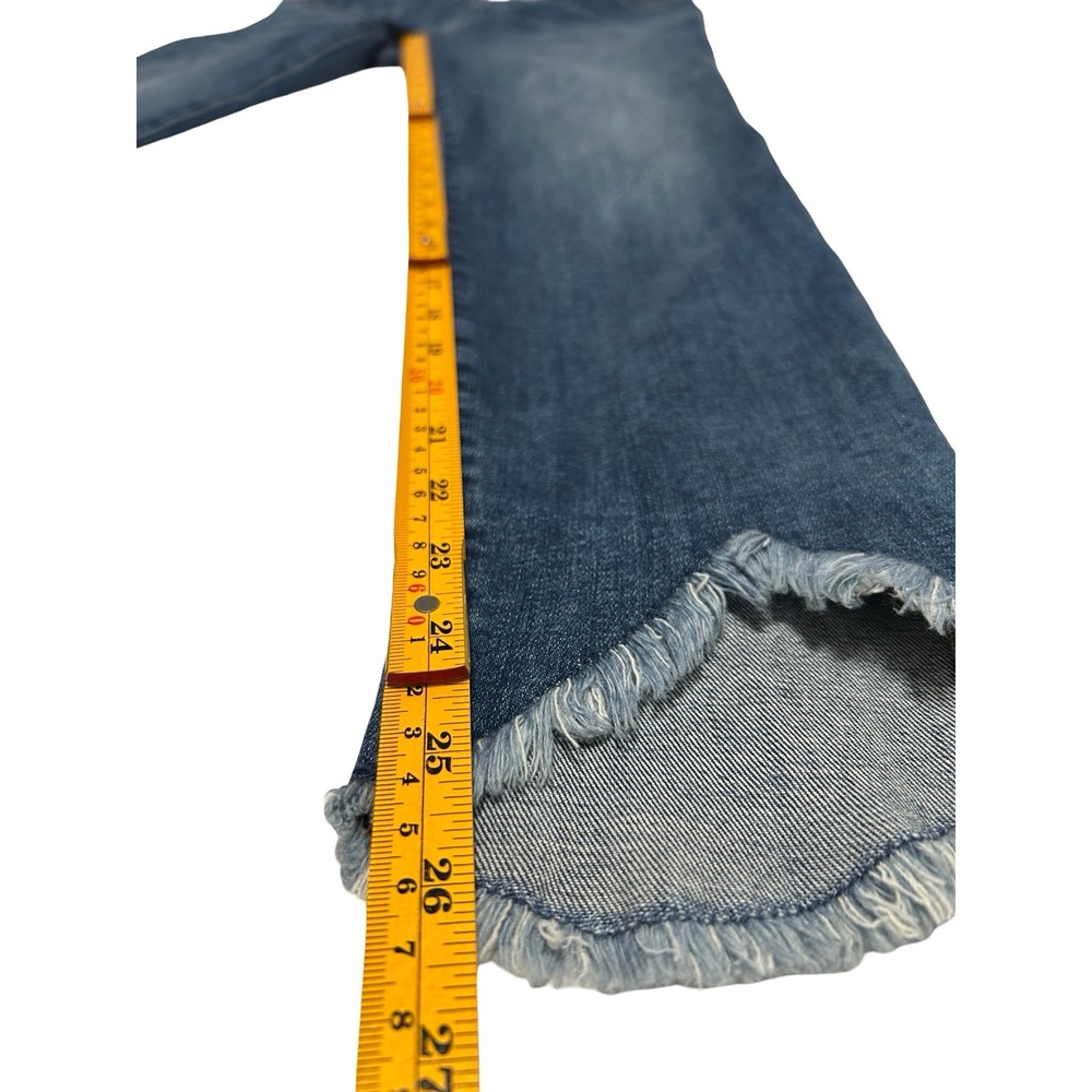 Chicos Pull On Jegging Ankle Jeans Size 00R Blue Tulip Hem Frayed Stretch Denim - Picture 7 of 8